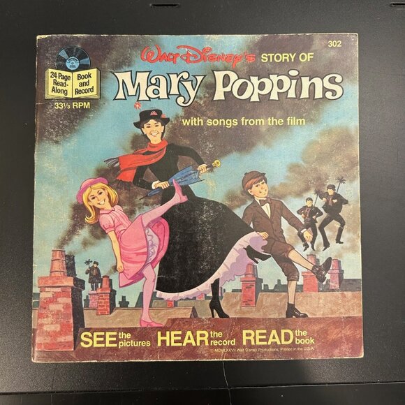 Walt Disney's Story of Mary Poppins 7" 33 1/3 Book and Record 1977 Disneyland 30 - Picture 1 of 6